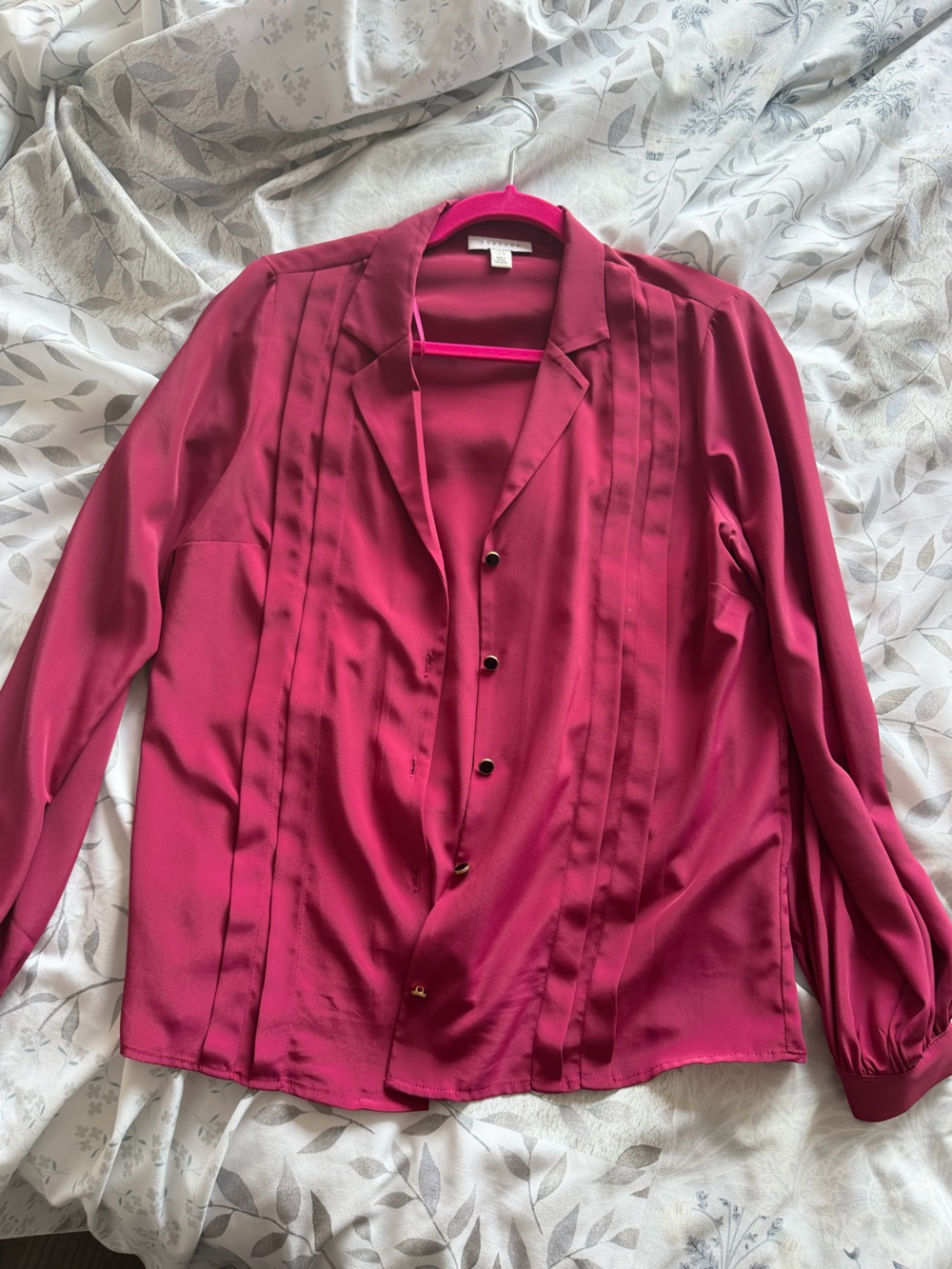 Topshop Fuchsia Button-Front Blouse